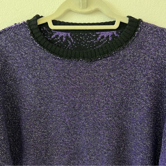 Vintage Funky Whimsygoth Metallic Reversible Grandmacore Sweater SZ L/XL - Picture 9 of 15
